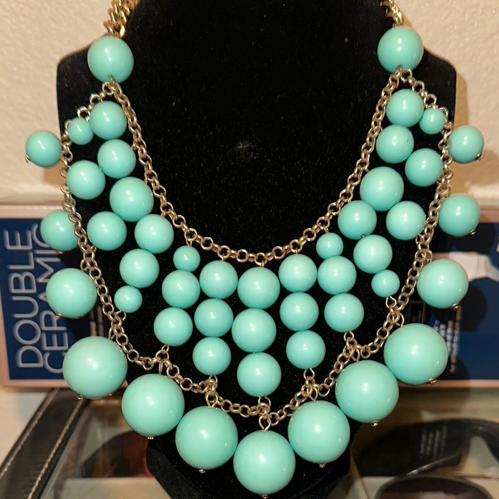 Chico's Blue and Gold Statement Necklace